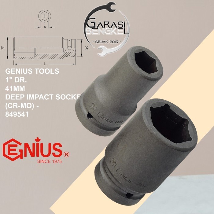 Deep Impact Socket 1 Inch 41Mm Genius Tools Deep Impact Shock