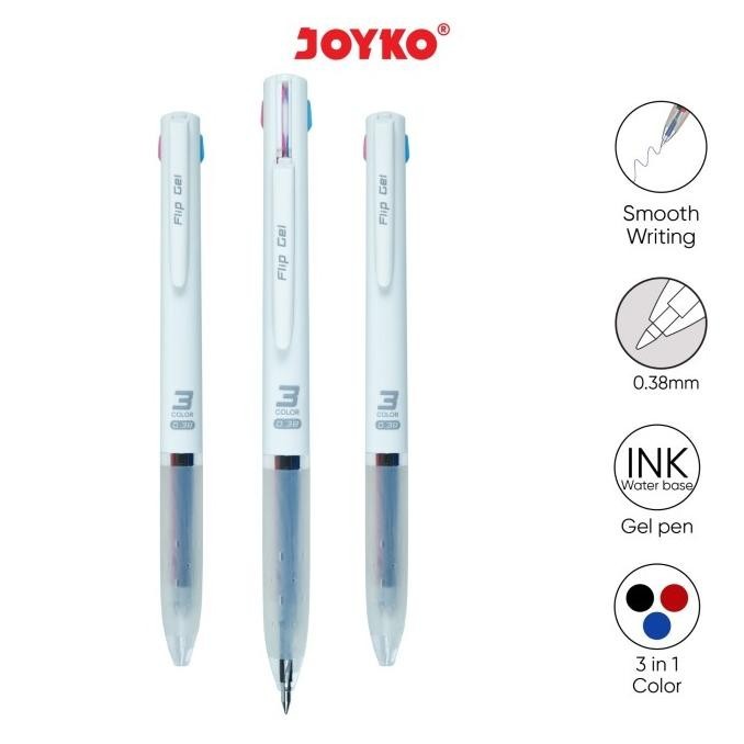 

Gel Pen Pulpen Pena Joyko Gp-339 Flip Gel 3 In 1 Color Warna 0.38 Mm
