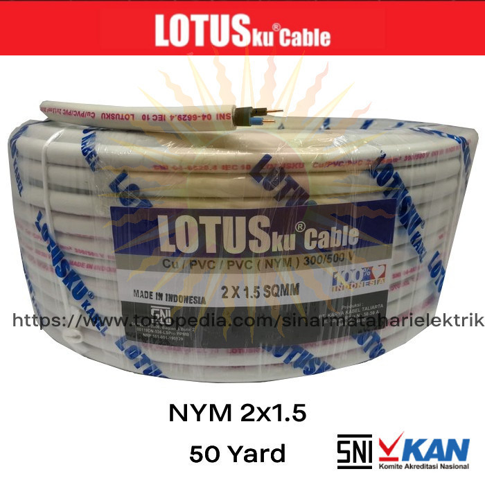 Kabel listrik Lotusku Lotus 2x1.5 2x1,5 NYM Setara Supreme 50 Y