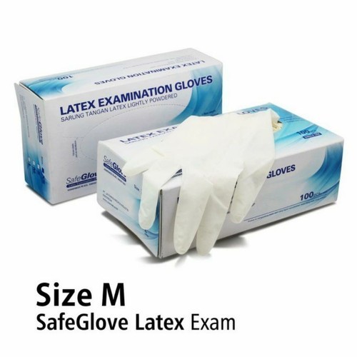 Sarung Tangan Medis Karet Latex Safe Gloves / Latex Handscoon Isi 100