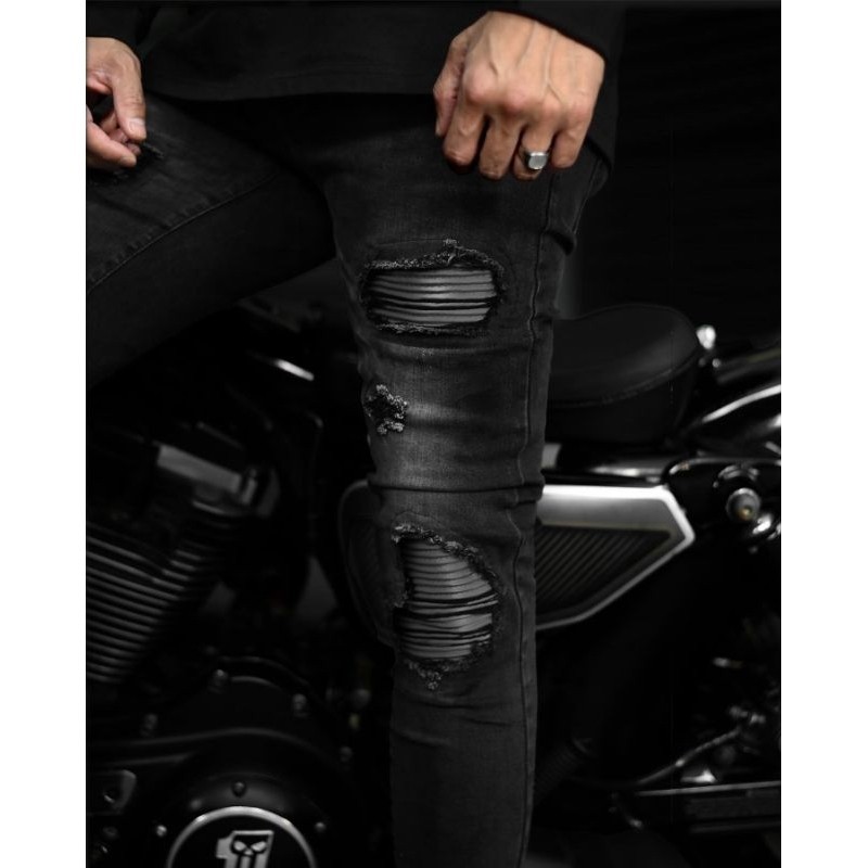 NEW LAUNCHING TERMURAH CELANA JEANS RUCAS DARK GREY CAVIAR LEATHER JEANS / RUCAS SEASON 12