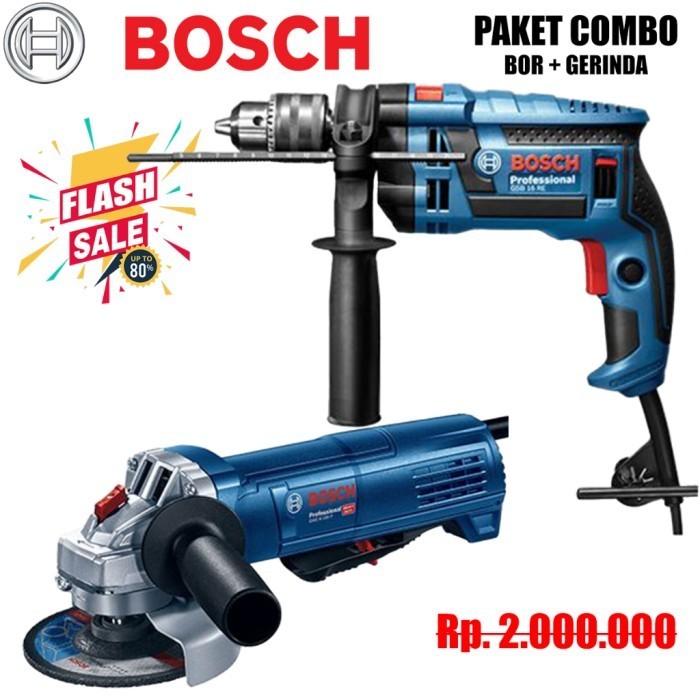 Promo BOSCH Paket Mesin Bor Gerinda Tangan Listrik Impact Drill Angle