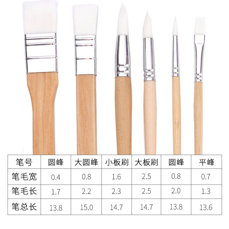 

[ 6 PC NYLON BRUSH ] 6 Set Kuas Kayu Dengan Bulu Nilon Berwarna Putih Wooden Handle Paint Brush kuas