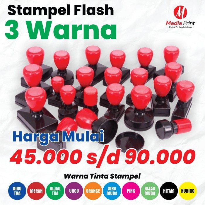 

Stempel Warna Flash Stempel Ukuran Standard Termurah 3 Warna