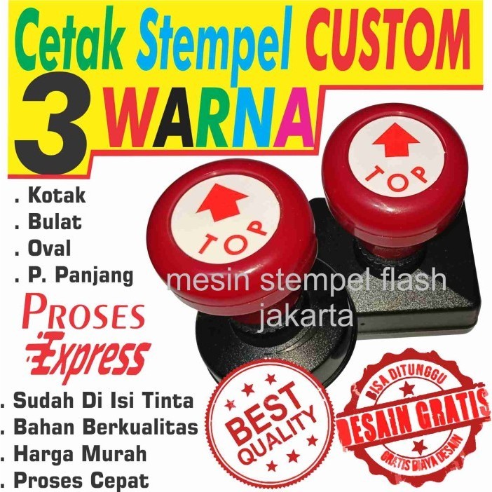 

Stempel Warna Flash Cetak Stempel Cepat Kilat 3 Warna