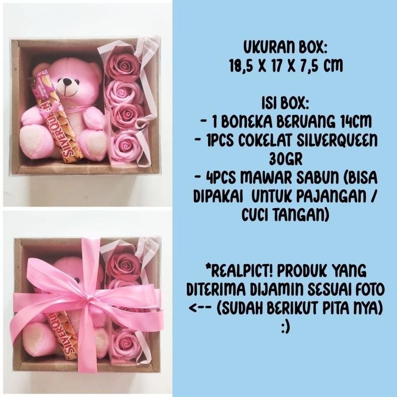 

{VALENTINE} Valentine Chocolate Gift Box 2 Hadiah Kado Unik Pacar Cewek Wanita Hampers Cokelat Mawar Boneka TERLARIS