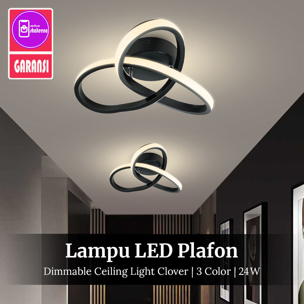 SHMS Lampu LED Plafon Dimmable Ceiling Light Clover 3 Color 24W 71BK Black