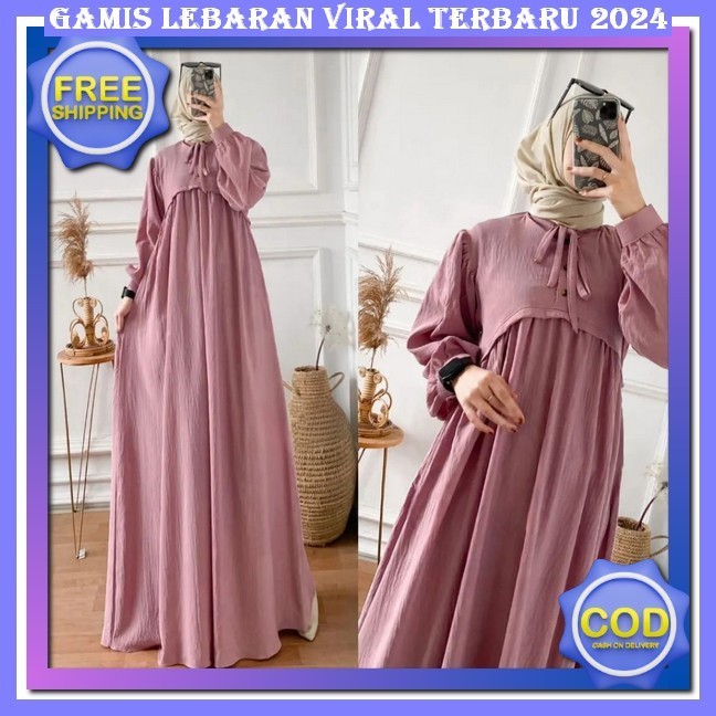 Dress Muslimah Korean Style Gsmis Rmaja Kekinian Gami Motif Tterbaru Gmis Cewe Aestetik Gmis Korea L