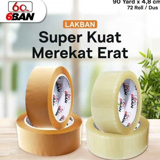 

LAKBAN BENING / LAKBAN COKLAT | Lakban 90 Yard x 4,8 cm Merk 6BAN