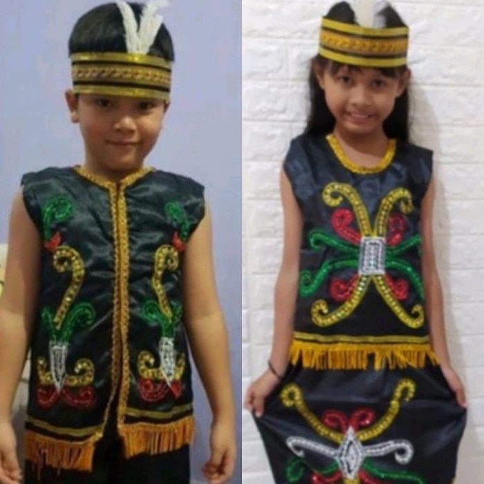 Baju Adat Dayak Anak Laki Dan Perempuan Tk Sd // Pakaian Adat Kaltim