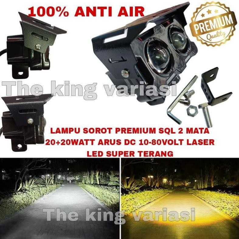 (AKSESORIS MOTOR) LAMPU TEMBAK LED 2 MATA LASER/LAMPU SOROT MOTOR LED LASER SUPER TERANG/LPU SOROT 2