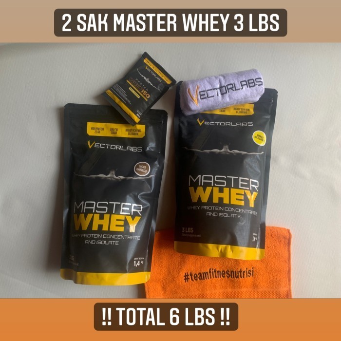 2 sak master whey 3 lbs total 6 lbs vectorlabs suplemen fitness gym xt