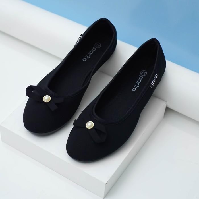 BISA COD - SEPATU WANITA FLAT SHOES BALET KAIN EMPUK PORTO ORIGINAL-BA201