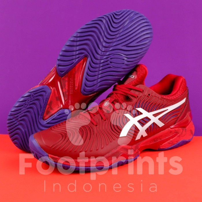 Sepatu Tenis Asics Court Ff Novak Blue Print White Tennis Shoes Ori