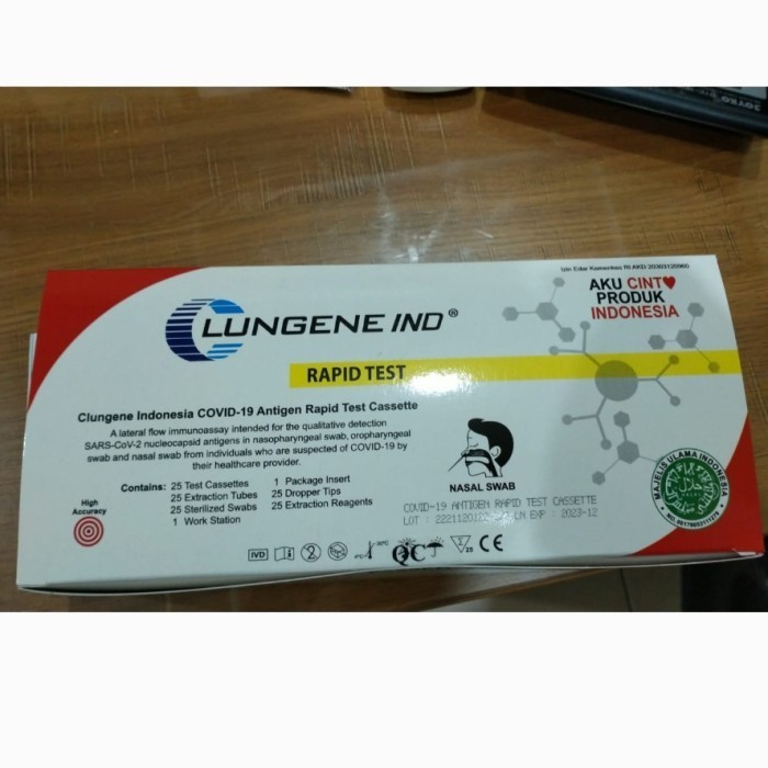 Lungene Rapid Tes Antigen Swab Nasofaring/Nasal Isi 25 Pcs Per Box