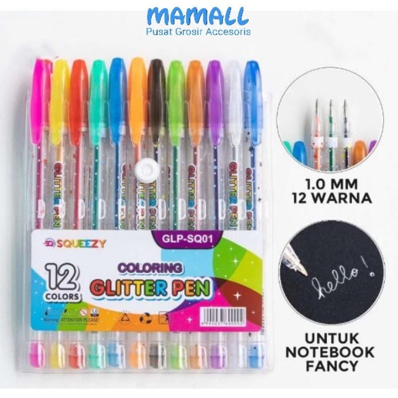 

Pulpen Gel Gliter Warna Warni Higlighter Gliter Pen B12