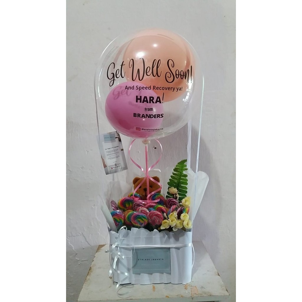 

Ready PARCEL BALON GET WELL SOON - BEAR / CANDY / CUSTOM TULISAN