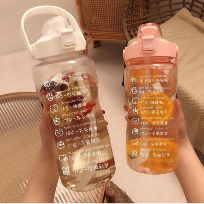 Botol Air Minum Dewasa / Botol Minum 2 Liter Dengan Tutup Flip Straw