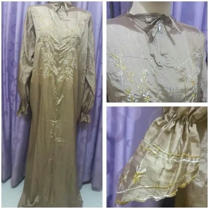 {POY} Mukena abaya parasut bordier tanpa kepala