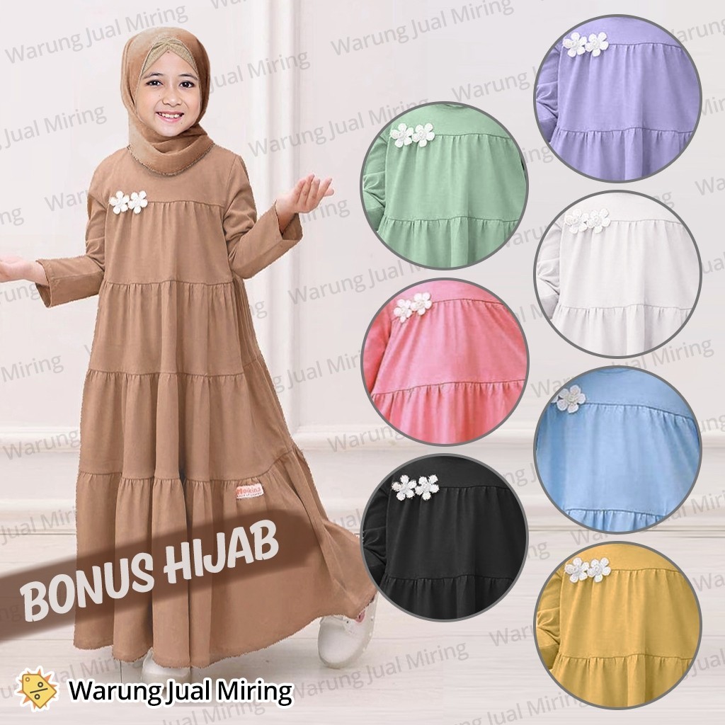 Gamis Anak Umur 9 10 Tahun 12 Perempuan 5 6 7 8 3 4 Setelan Ghamis Termurah Plus Kerudung Syari Set 
