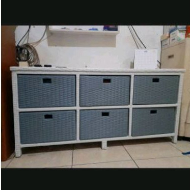 (Ready stock) lemari rak rotan sintetis 6 laci mini p100 bisa request warna