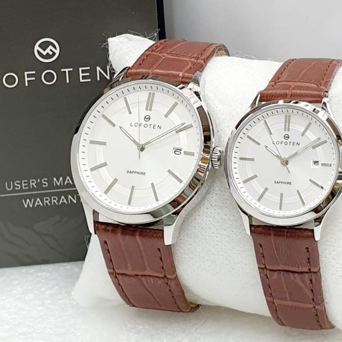 Ready Jam Tangan Couple Lofoten 8104 Original Brown Sier Garansi 1 Tahun Terbaik