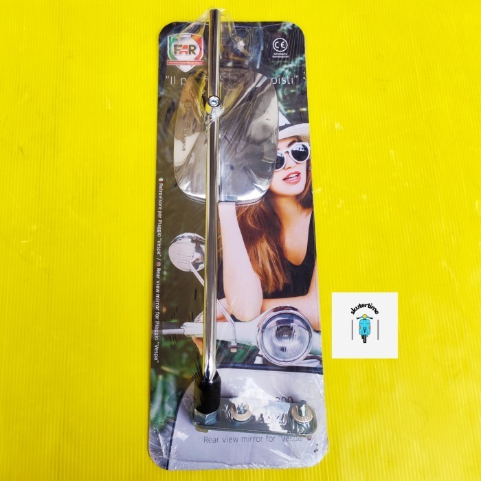 Spion Vespa Kotak + Bracket Original FAR Italy Untuk Semua tipe Vespa