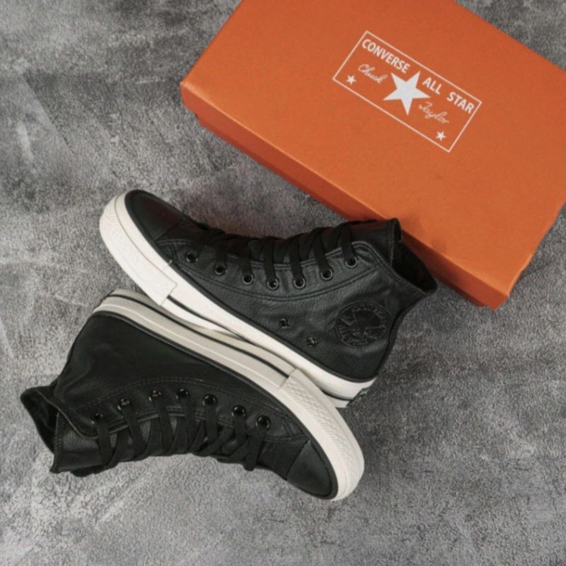 Sepatu Converse All star kulit Chuck Taylor Hitam Boot/high Grade original Terlaris Made in Vietnam 
