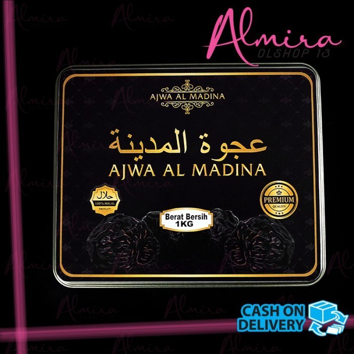 Kurma - Kurma Ajwa Kaleng 1Kg Ajwa Al Madina Asli Kurma Arab Original