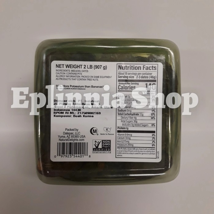 

Kurma - Natural Delights Whole Fresh Medjool Dates 907 Gr - Kurma Medjol