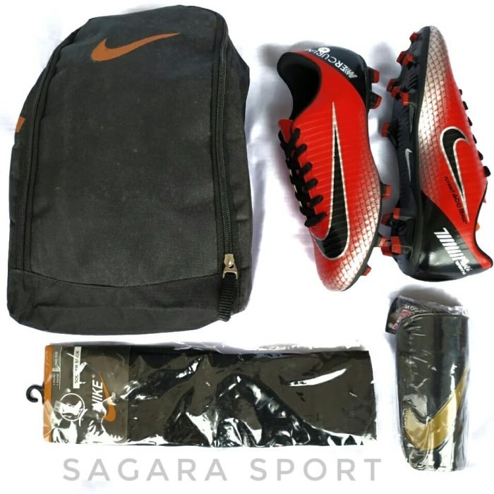 Terlaris Paket Komplit Sepatu Bola Nike Kaos Kaki Tas Sepatu Skin Deker Promo Terbaru