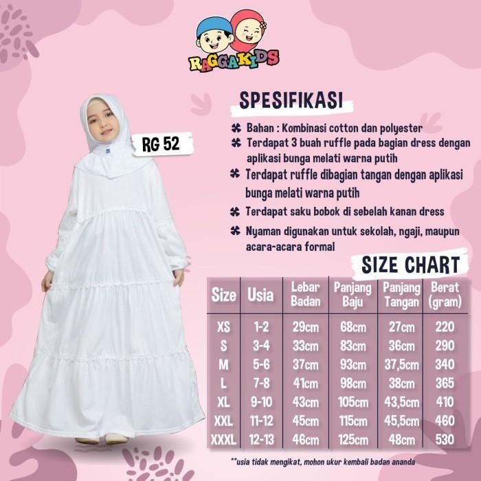 BISA COD - GAMIS ANAK PEREMPUAN USIA 2 12 TAHUN BAJU PAKAIAN MUSLIM ANAK PUTIH 52