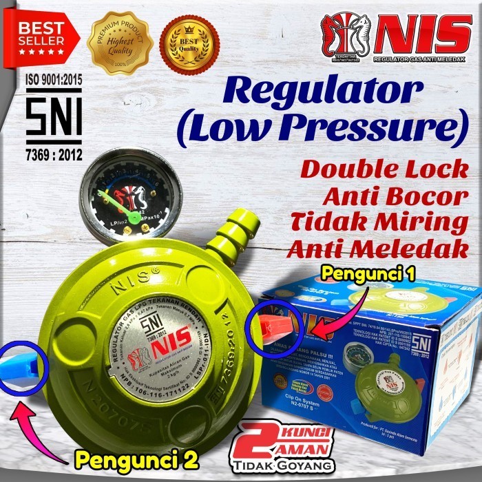 REGULATOR GAS NIS 2 PENGUNCI/DOUBLE LOCK