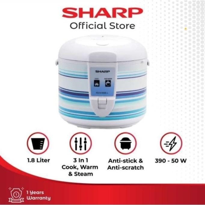 Sharp Rice Cooker Magic Com 1.8Liter 3In1 Ksn18Me Ks-N18Me-L 11 Orang  Tokonyafatma