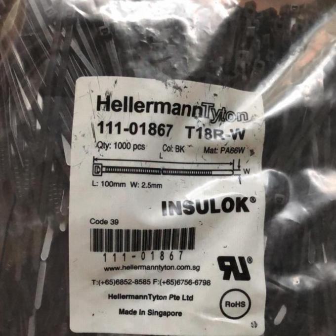 

Kabel Ties 10 Cm T18R Hitam Merk Hellermann Tyton - Isi 1000 Piece/Pk Kualitas Premium