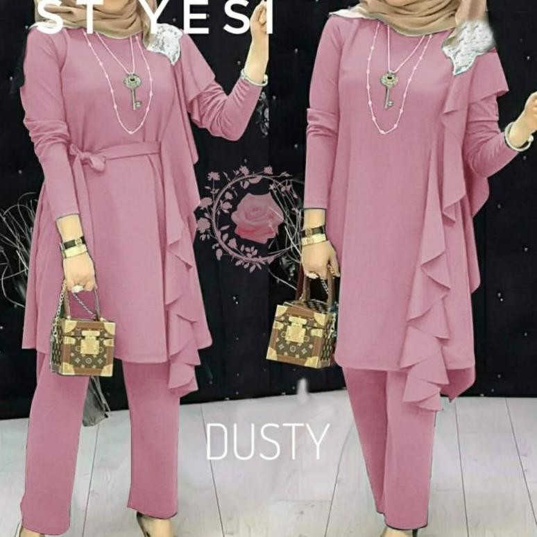 MILIKI SIZE L, XL, 2XL, 3XL/ STELAN TUNIK PANJANG DESI POLOS MURAH BAHAN MOSSCREPE WANITA KEKINIAN J