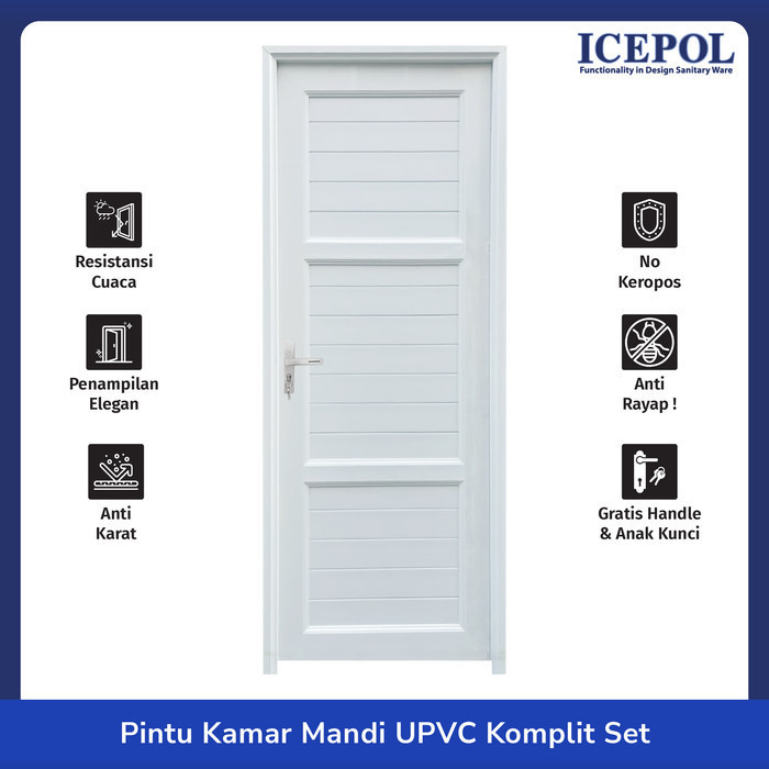 Terlaris Icepol Pintu Kamar Mandi Full Upvc 80x200 Komplit Set