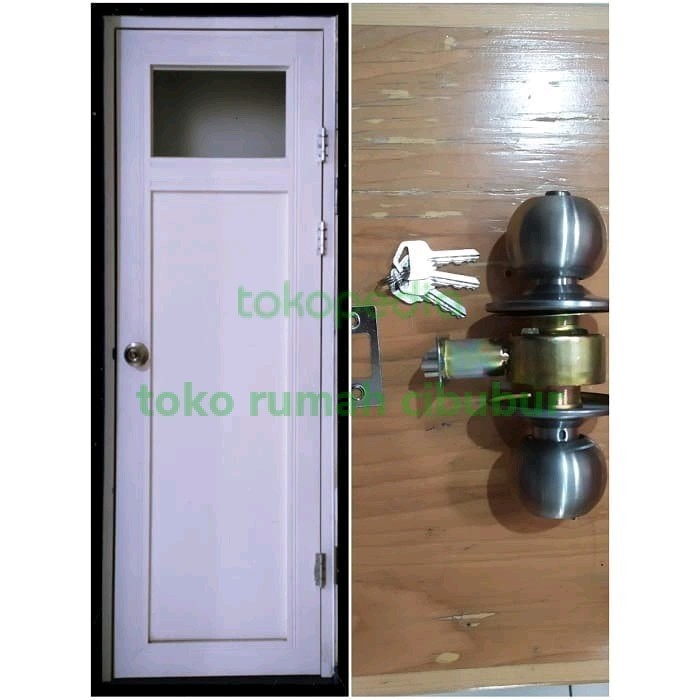 Terlaris PINTU KAMAR MANDI UPVC (S-plus) UKURAN 700x2000 R&L PUTIH KOMPLIT SET