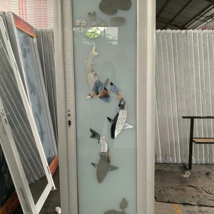 Terlaris pintu alumunium kamar mandi kaca metro motif 70x200x0.8mm