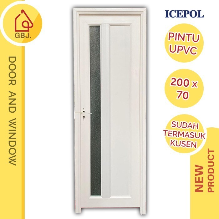 Terlaris PINTU KAMAR MANDI UPVC 200 X 70 + HANDLE PINTU + KUSEN ICEPOL