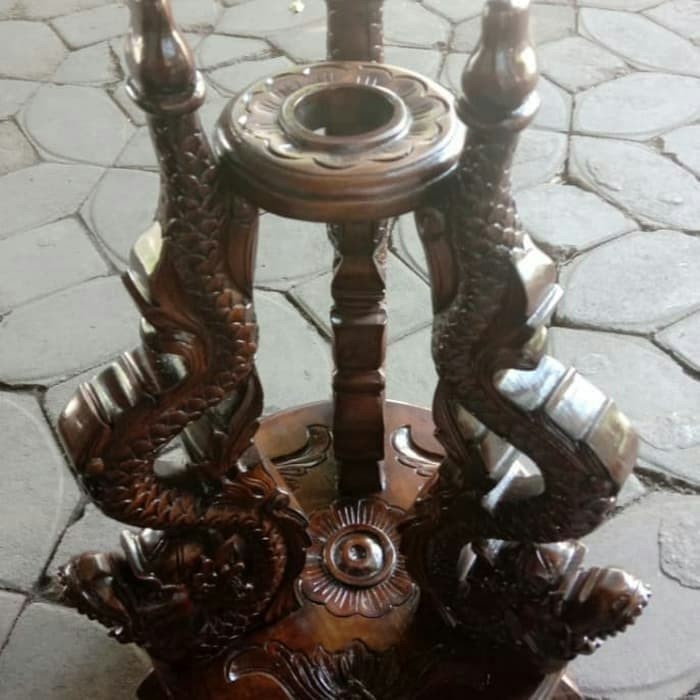 jagrak tombak ukir naga kayu jati