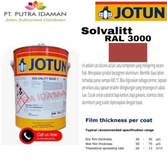 Jotun Cat Tahan Panas / Solvalitt 5 Liter / Ral 3000 Kualitas Premium