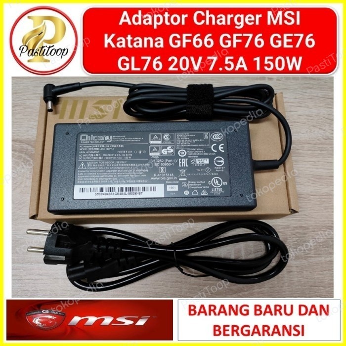 Adaptor Charger Laptop MSI Katana GF66 20V 7.5A 150W Original