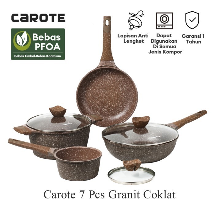 Carote Terra 3/4 Pcs Set Wajan Dan Panci Marble Anti Lengket