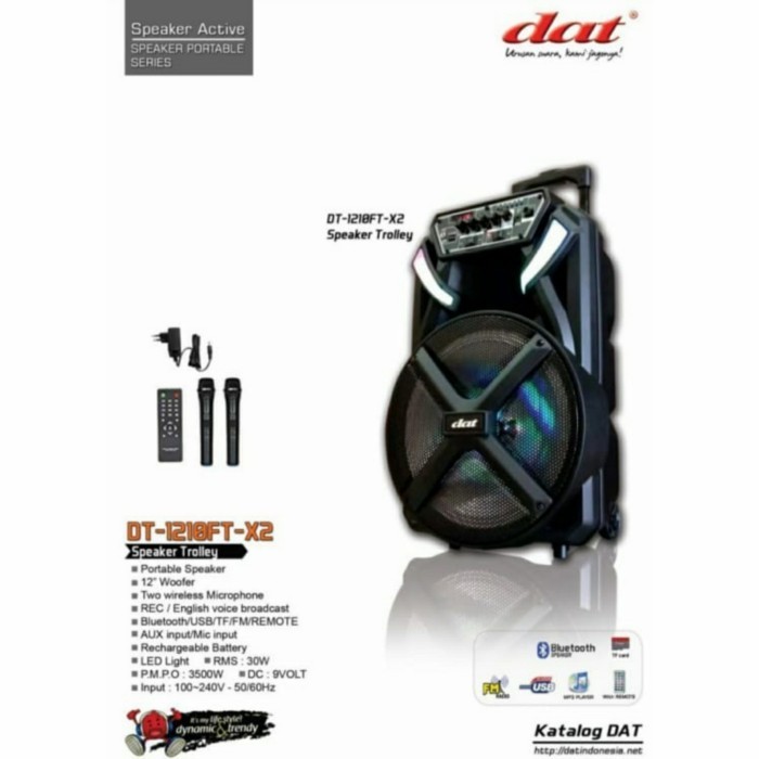 Speaker Trolley Dat 12 Inch Dt1210Ft X2 Speaker Portable Wireless.. Terlaris