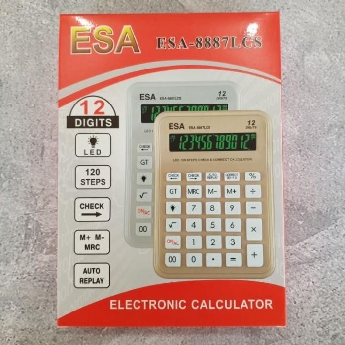 

Esa-8887Lcs Led 12 Digit Calculator Layar Hijau- Kalkulator Nyala Cek