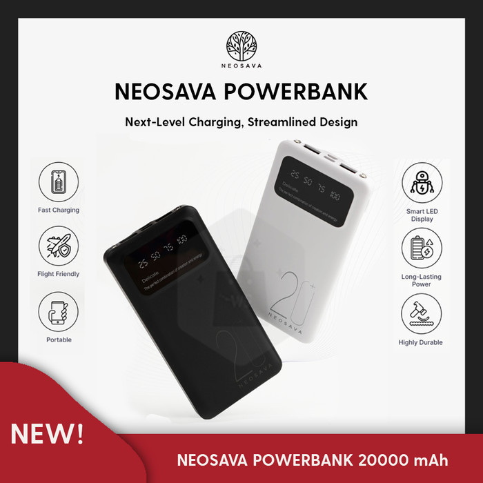 Neosava Powerbank 20000 Mah Dual Usb Led Fast Charging Iphone Android