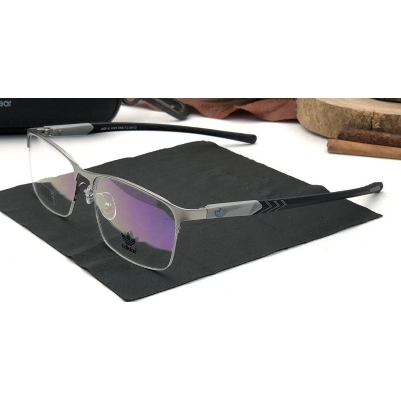 Frame Kacamata Pria Titanium Half Adidas A6305-s58 Size Besar Model Casual Elegan dan Sporty
