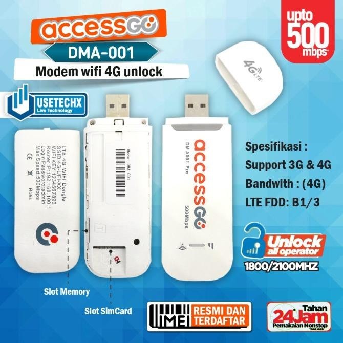 BARANG TERLARIS USB MODEM DONGLE WIFI 4G LTE ACCESSGO DMA-001 (UNLOCK ALL OPERATOR)