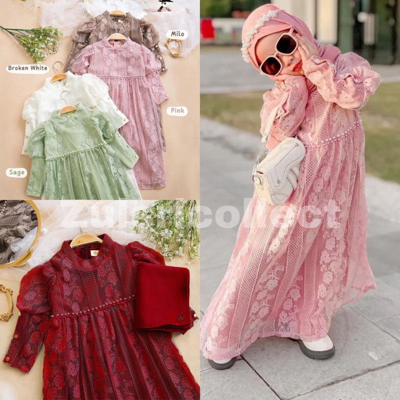 Gamis Anak Perempuan Terbaru 224 Umur 12 Tahun 5 1 8 13 2 1 Set Syari Setelan Games Plus Kerudung Ba